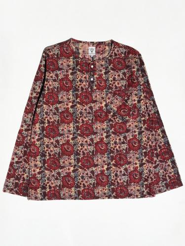 【 30% OFF】　Henley Neck Shirt (Batik Over Print)