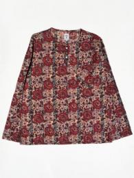 【 30% OFF】　Henley Neck Shirt (Batik Over Print)