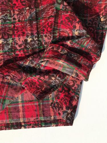 【 30% OFF】　Henley Neck Shirt (Batik Over Print)
