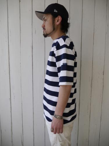 OUESSANT S/S　(WIDE BORDER) (ホワイト×ネイビー)