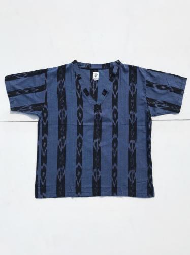【 30% OFF】　S/S V Neck Shirt (Ikat Stripe)