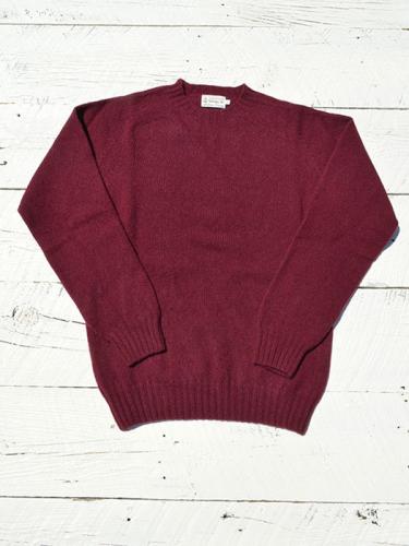 Crew Neck Shetland Sweater (Bordeaux Mix)