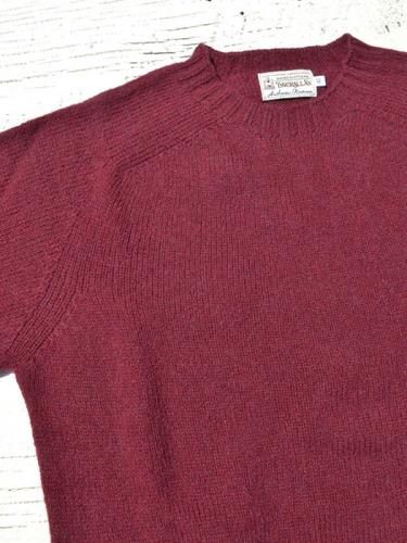 Crew Neck Shetland Sweater (Bordeaux Mix)