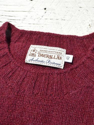 Crew Neck Shetland Sweater (Bordeaux Mix)